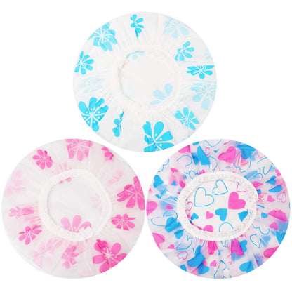 Shower Cap, 3 Pcs Waterproof Reusable Shower Caps Bath Hair Hat for Women Men Kids