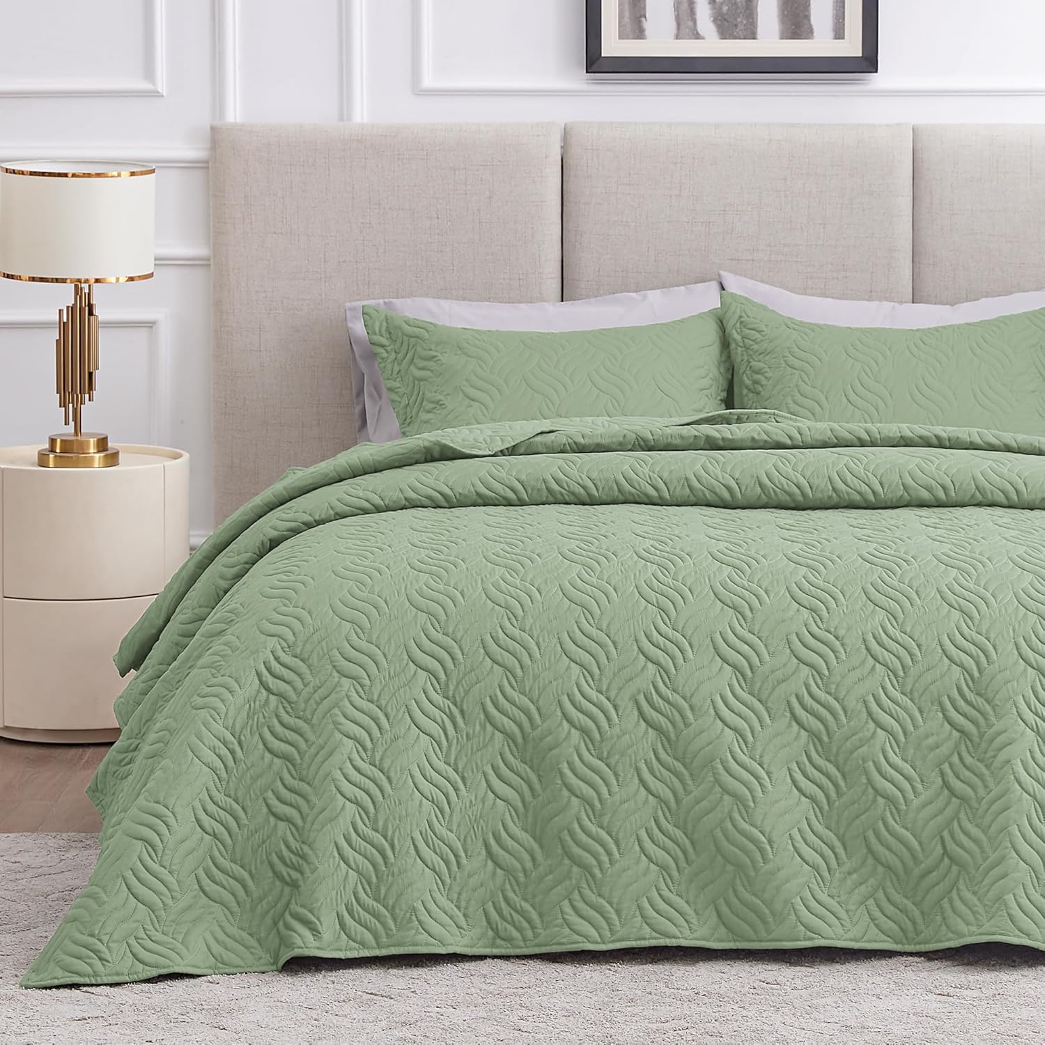 Love's cabin Quilts for Queen Bed Blue Bedspreads - Soft Bed Summer Lightweight Bedspread Comforter - Modern Style Coin Pattern Coverlet for All Season - 3 Pieces (1 Quilt, 2 Pillow Shams)