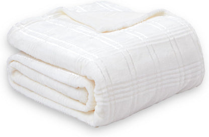 Soft Cozy Fleece Throw Blanket, 50x60 Inches – Lightweight Plush Blanket for Couch, Fuzzy 3D Jacquard Design, for Sofa, Bed & Travel - Dark Grey