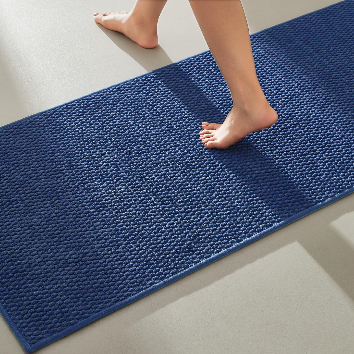 Large Bathroom Rugs Non Slip Washable Bath Rugs Super Absorbent Bathroom Rug Thin Quick Dry Low Pile Bath Mats, Beige 36"x60"