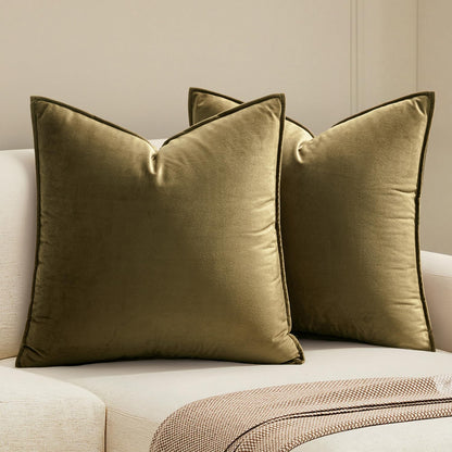 MIULEE Brown Velvet Throw Pillow Covers 20x20 Soft Decorative Solid Square Cushion Cases Pack of 2 Modern Luxury Home Decor for Couch, Sofa, Bedroom