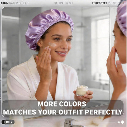 4 Pack Shower Caps for Women, Reusable Waterproof Double Layer Bath Cap, Large EVA Elastic Hair Cover for Shower, Fits Long Hair & Braids, for Spa & Home