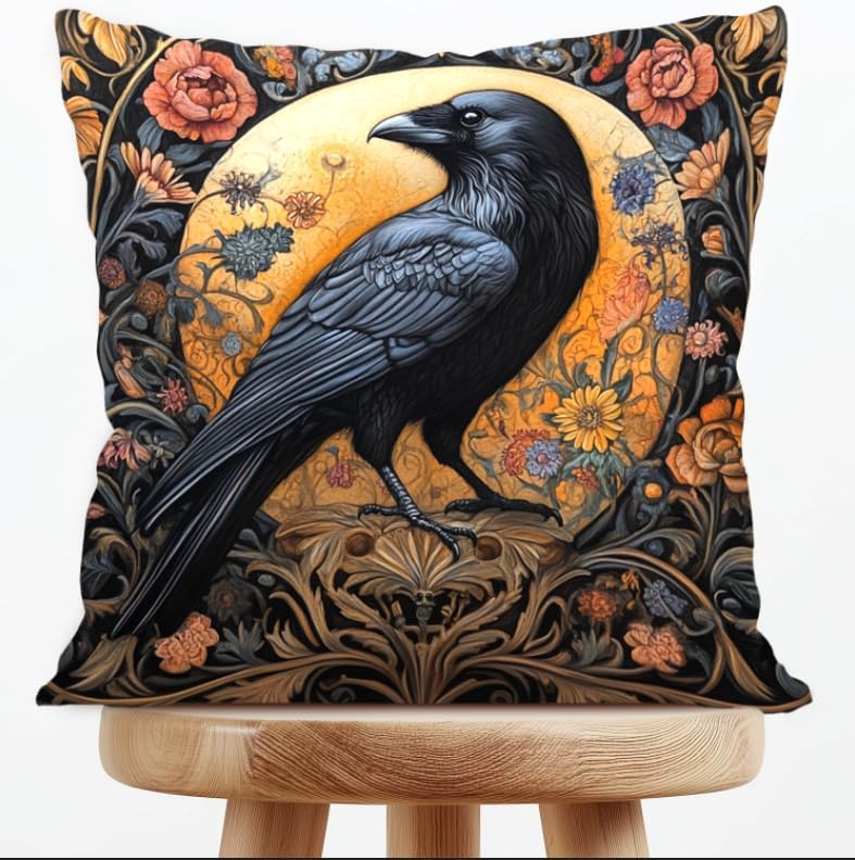 William Morris Abstract Vintage Print Floral Velvet Design Throw Pillow Covers Home Decor, Retro Art Decor Pillowcase Cushion Cover for Bed Sofa Living Room, Square 18x18inch (Black-Floral2)