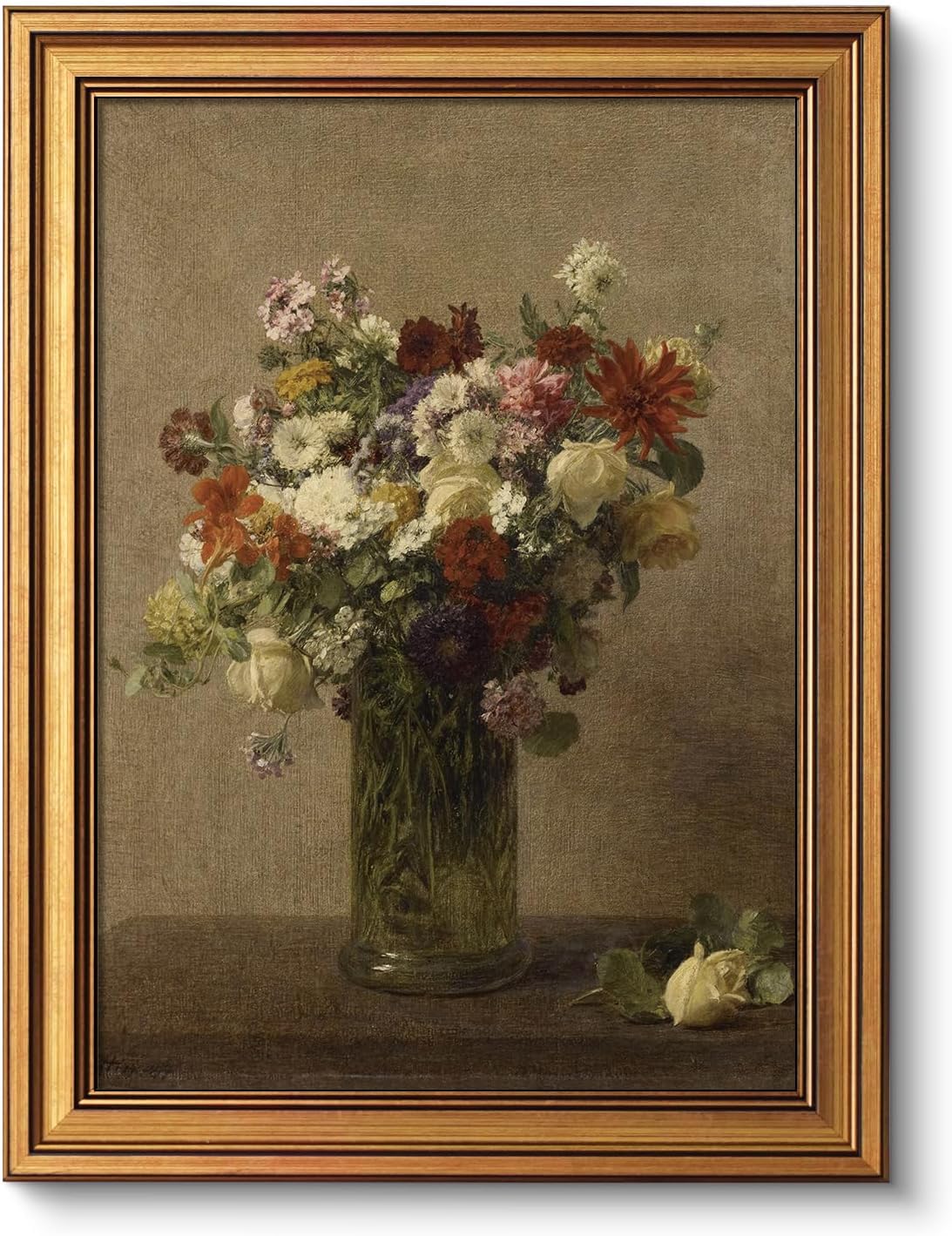 Vintage Gold Framed Wall Art, Sketch Birds Canvas Painting, Cute but Exquisite Wall Decor, No Glass No Glare, Suitable for Bedside Tables, Foyer, Bookshelves,【Hummingbird】-10L x 8W